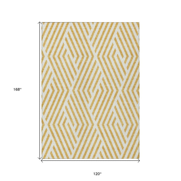 HomeRoots 5' Black and White Geometric Washable Area Rug - Stylish Non-Skid Design for Indoor & Outdoor Use 10' X 14' 562280