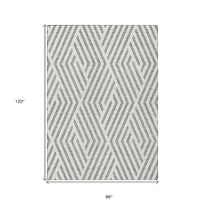 HomeRoots 5' Black and White Geometric Washable Area Rug - Stylish Non-Skid Design for Indoor & Outdoor Use 8' X 10' 562296