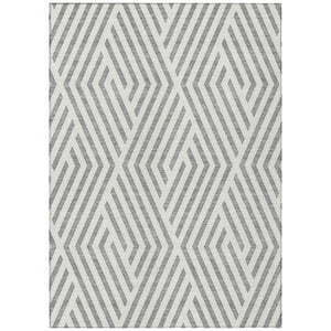 HomeRoots 5' Black and White Geometric Washable Area Rug - Stylish Non-Skid Design for Indoor & Outdoor Use 9' X 12' 562297