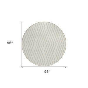 HomeRoots 5' Black and White Geometric Washable Area Rug - Stylish Non-Skid Design for Indoor & Outdoor Use 8' Round 562304
