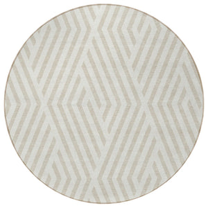 HomeRoots 5' Black and White Geometric Washable Area Rug - Stylish Non-Skid Design for Indoor & Outdoor Use 8' Round 562304