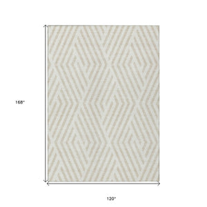 HomeRoots 5' Black and White Geometric Washable Area Rug - Stylish Non-Skid Design for Indoor & Outdoor Use 10' X 14' 562307
