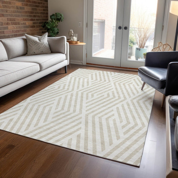 HomeRoots 5' Black and White Geometric Washable Area Rug - Stylish Non-Skid Design for Indoor & Outdoor Use 10' X 14' 562307