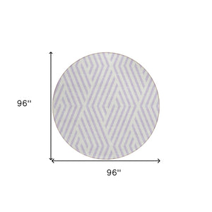 HomeRoots 5' Black and White Geometric Washable Area Rug - Stylish Non-Skid Design for Indoor & Outdoor Use 8' Round 562313