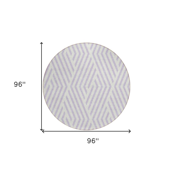 HomeRoots 5' Black and White Geometric Washable Area Rug - Stylish Non-Skid Design for Indoor & Outdoor Use 8' Round 562313