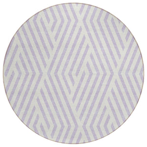 HomeRoots 5' Black and White Geometric Washable Area Rug - Stylish Non-Skid Design for Indoor & Outdoor Use 8' Round 562313