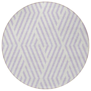 HomeRoots 5' Black and White Geometric Washable Area Rug - Stylish Non-Skid Design for Indoor & Outdoor Use 8' Round 562313