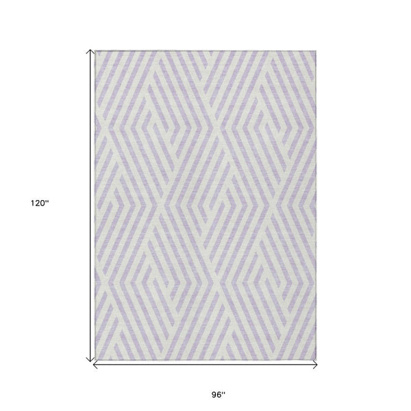 HomeRoots 5' Black and White Geometric Washable Area Rug - Stylish Non-Skid Design for Indoor & Outdoor Use 8' X 10' 562314
