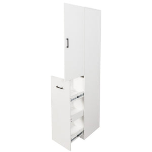 English Elm Kitchen Pantry Cabinet Freestanding Tall Storage with Pull Out Shelves Slim White Design W331P373803