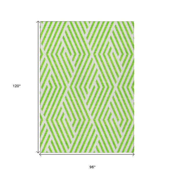 HomeRoots 5' Black and White Geometric Washable Area Rug - Stylish Non-Skid Design for Indoor & Outdoor Use 8' X 10' 562323