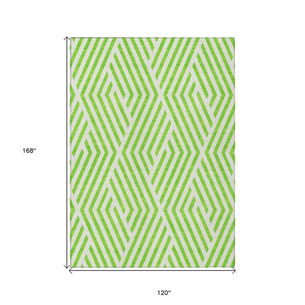 HomeRoots 5' Black and White Geometric Washable Area Rug - Stylish Non-Skid Design for Indoor & Outdoor Use 10' X 14' 562325