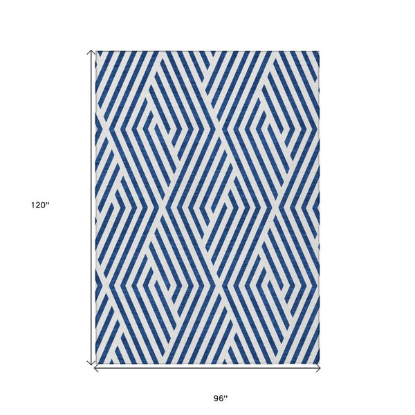 HomeRoots 5' Black and White Geometric Washable Area Rug - Stylish Non-Skid Design for Indoor & Outdoor Use 8' X 10' 562332
