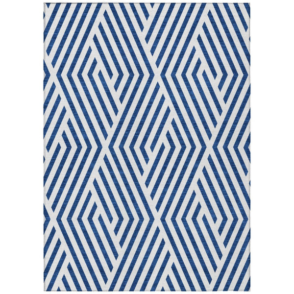 HomeRoots 5' Black and White Geometric Washable Area Rug - Stylish Non-Skid Design for Indoor & Outdoor Use 8' X 10' 562332