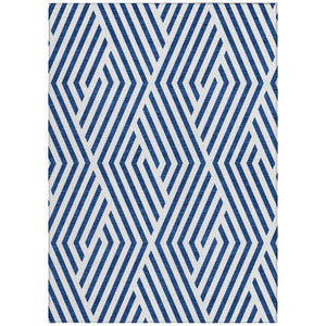 HomeRoots 5' Black and White Geometric Washable Area Rug - Stylish Non-Skid Design for Indoor & Outdoor Use 10' X 14' 562334