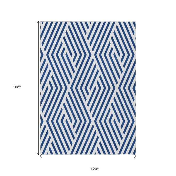 HomeRoots 5' Black and White Geometric Washable Area Rug - Stylish Non-Skid Design for Indoor & Outdoor Use 10' X 14' 562334