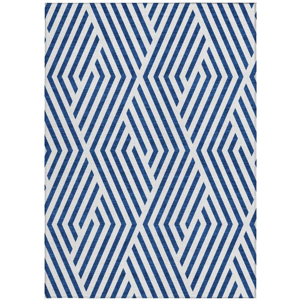 HomeRoots 5' Black and White Geometric Washable Area Rug - Stylish Non-Skid Design for Indoor & Outdoor Use 10' X 14' 562334