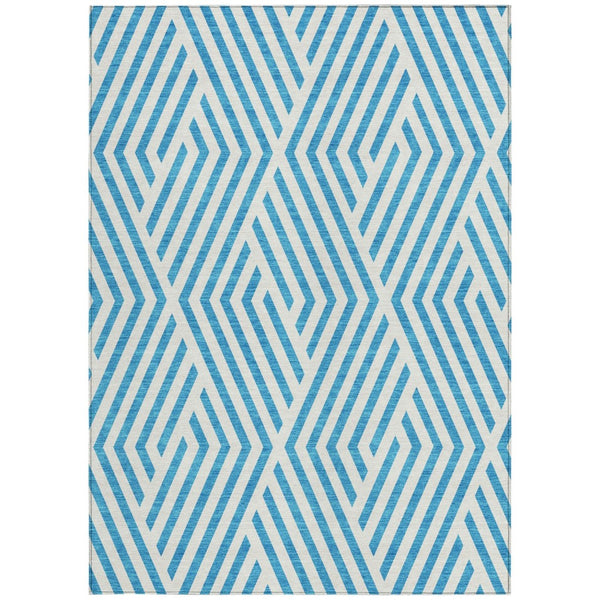 HomeRoots 5' Black and White Geometric Washable Area Rug - Stylish Non-Skid Design for Indoor & Outdoor Use 10' X 14' 562388