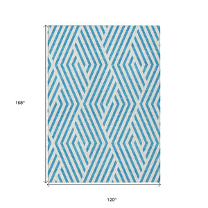 HomeRoots 5' Black and White Geometric Washable Area Rug - Stylish Non-Skid Design for Indoor & Outdoor Use 10' X 14' 562388