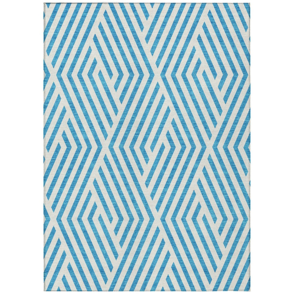 HomeRoots 5' Black and White Geometric Washable Area Rug - Stylish Non-Skid Design for Indoor & Outdoor Use 10' X 14' 562388