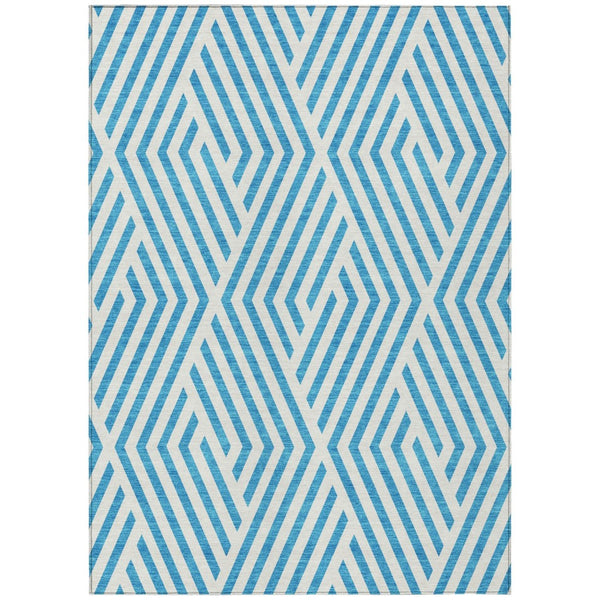 HomeRoots 5' Black and White Geometric Washable Area Rug - Stylish Non-Skid Design for Indoor & Outdoor Use 10' X 14' 562388
