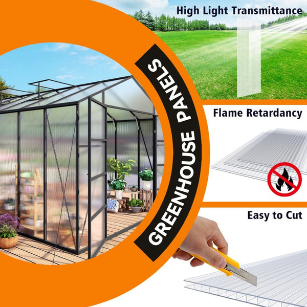 English Elm 4' 4ft Twin Wall Polycarbonate Panels Uv Blocking Insulated Greenhouse Roofing 10 Pack W3213P458684