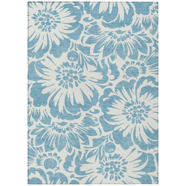 HomeRoots 5' Green and Ivory Floral Area Rug – Stylish, Washable, Non-Skid Design Perfect for Indoor & Outdoor Use 8' X 10' 562440