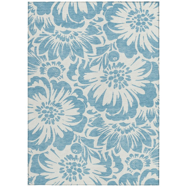 HomeRoots 5' Green and Ivory Floral Area Rug – Stylish, Washable, Non-Skid Design Perfect for Indoor & Outdoor Use 10' X 14' 562442