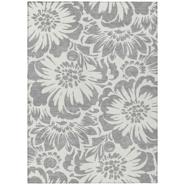 HomeRoots 5' Green and Ivory Floral Area Rug – Stylish, Washable, Non-Skid Design Perfect for Indoor & Outdoor Use 9' X 12' 562459