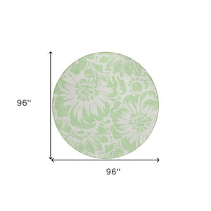 Homeroots 8' Runner Floral Washable Indoor Outdoor Rug - Stain Resistant, Non-skid, Perfect For Homes 8' Round Polyester 562475