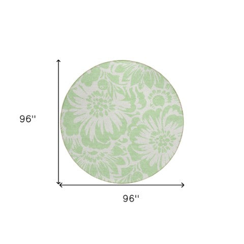 Homeroots 8' Runner Floral Washable Indoor Outdoor Rug - Stain Resistant, Non-skid, Perfect For Homes 8' Round Polyester 562475