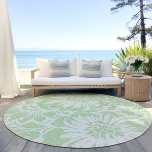 Homeroots 8' Runner Floral Washable Indoor Outdoor Rug - Stain Resistant, Non-skid, Perfect For Homes 8' Round Polyester 562475