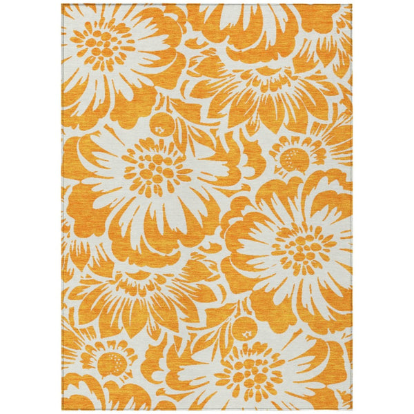 HomeRoots 5' Green and Ivory Floral Area Rug – Stylish, Washable, Non-Skid Design Perfect for Indoor & Outdoor Use 5' X 8' 562492