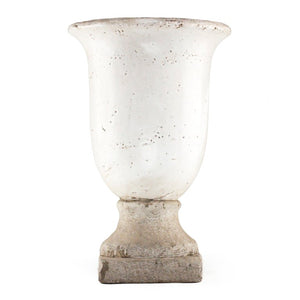 Zentique Partially glazed off-white pottery accent vase with artisan texture, neutral matte-and-sheen finish for decor W7.5 x H11.5 x D7.5 5624M