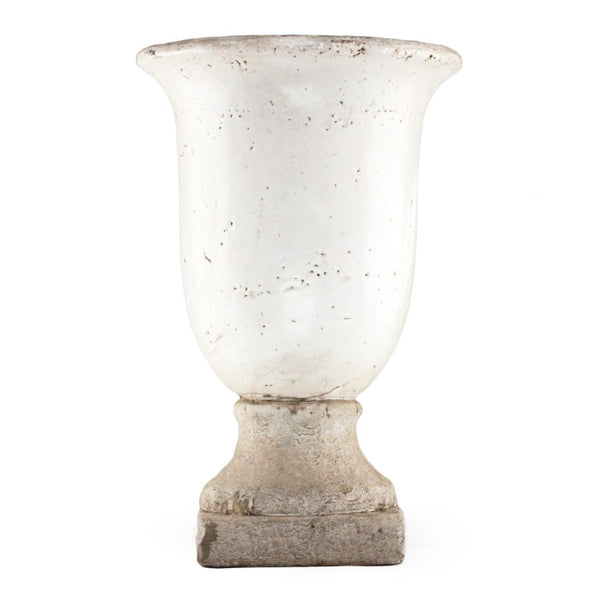 Zentique Partially glazed off-white pottery accent vase with artisan texture, neutral matte-and-sheen finish for decor W7.5 x H11.5 x D7.5 5624M