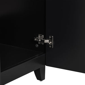 English Elm 24-Inch Bathroom Vanity Cabinet with Ceramic Sink, Space-Saving Storage, Solid Wood Feet, Durable Finish Black WF532034AAB