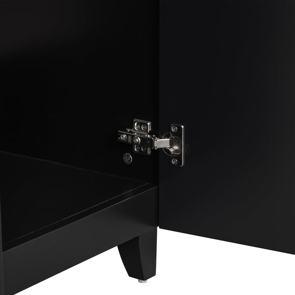 English Elm 24-Inch Bathroom Vanity Cabinet with Ceramic Sink, Space-Saving Storage, Solid Wood Feet, Durable Finish Black WF532034AAB