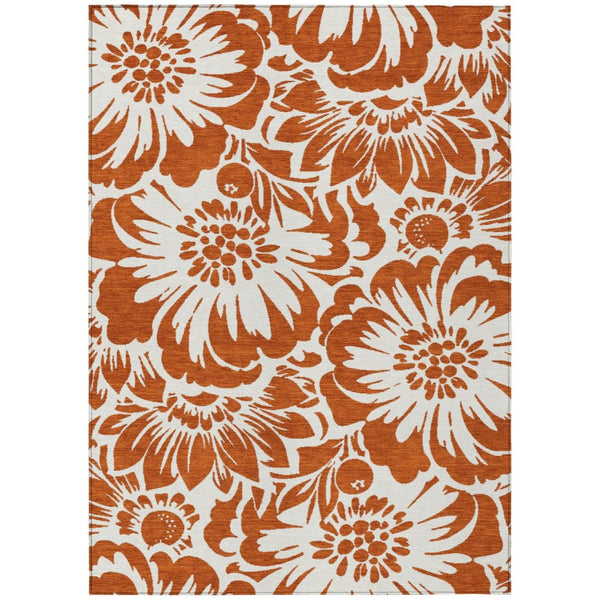HomeRoots 5' Green and Ivory Floral Area Rug – Stylish, Washable, Non-Skid Design Perfect for Indoor & Outdoor Use 8' X 10' 562503