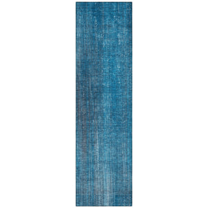 Homeroots 2' X 8' Blue Striped Washable Non Skid Indoor Outdoor Runner Rug Blue Polyester 562561