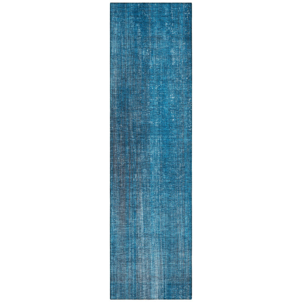 Homeroots 2' X 8' Blue Striped Washable Non Skid Indoor Outdoor Runner Rug Blue Polyester 562561