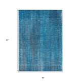 Homeroots 3' X 5' Blue Striped Washable Non Skid Indoor Outdoor Area Rug Blue Polyester 562563