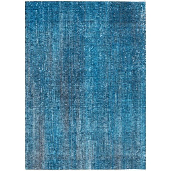 Homeroots 3' X 5' Blue Striped Washable Non Skid Indoor Outdoor Area Rug Blue Polyester 562563