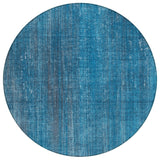 Homeroots 8' Round Blue Round Striped Washable Non Skid Indoor Outdoor Area Rug Blue Polyester 562565