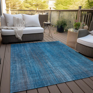 Homeroots 5' Blue Striped Washable Non-skid Area Rug - Perfect For Indoor & Outdoor Spaces, Stain Resistant Style 8' X 10' Polyester 562566