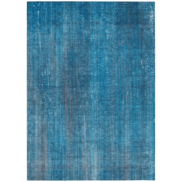 HomeRoots 5' Blue Striped Washable Area Rug - Non-Skid, Stain-Resistant, Ideal for Indoor & Outdoor Spaces 10' X 14' 562568