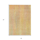 Homeroots 3' X 5' Yellow And Orange Striped Washable Non Skid Indoor Outdoor Area Rug Blush Polyester 562572