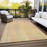 Homeroots 3' X 5' Yellow And Orange Striped Washable Non Skid Indoor Outdoor Area Rug Blush Polyester 562572