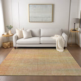 Homeroots 3' X 5' Yellow And Orange Striped Washable Non Skid Indoor Outdoor Area Rug Blush Polyester 562572