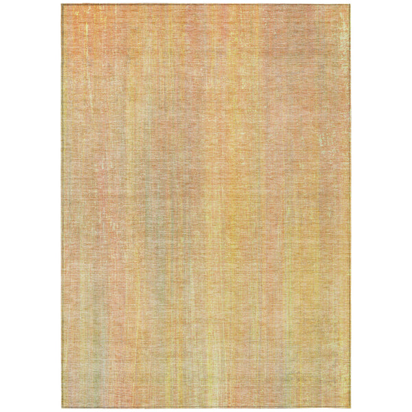 Homeroots 5' X 8' Yellow And Orange Striped Washable Non Skid Indoor Outdoor Area Rug Blush Polyester 562573