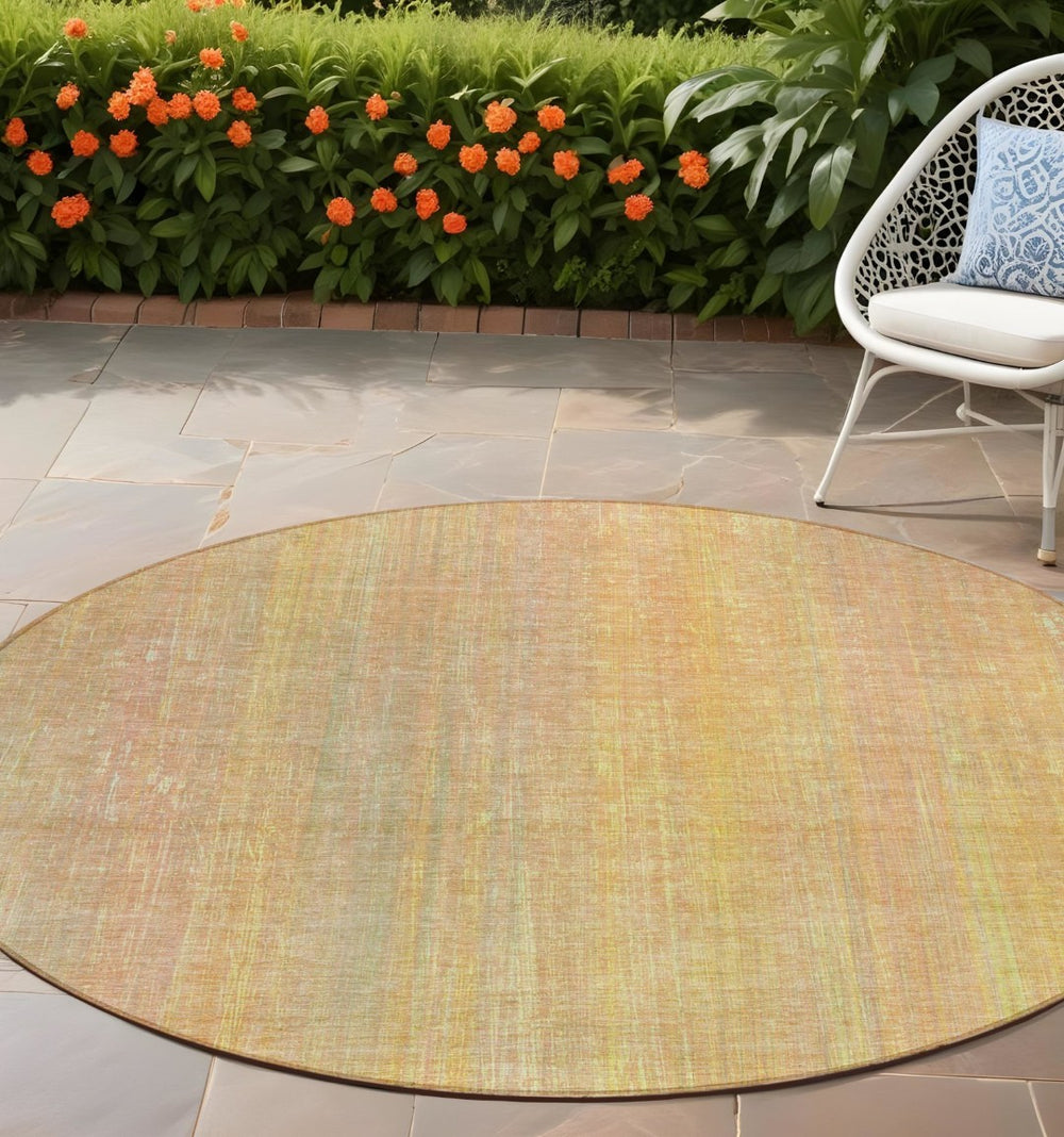 HomeRoots 5' Blue Striped Washable Area Rug - Non-Skid, Stain-Resistant, Ideal for Indoor & Outdoor Spaces 8' Round 562574