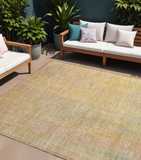 Homeroots 8' X 10' Yellow And Orange Striped Washable Non Skid Indoor Outdoor Area Rug Blush Polyester 562575